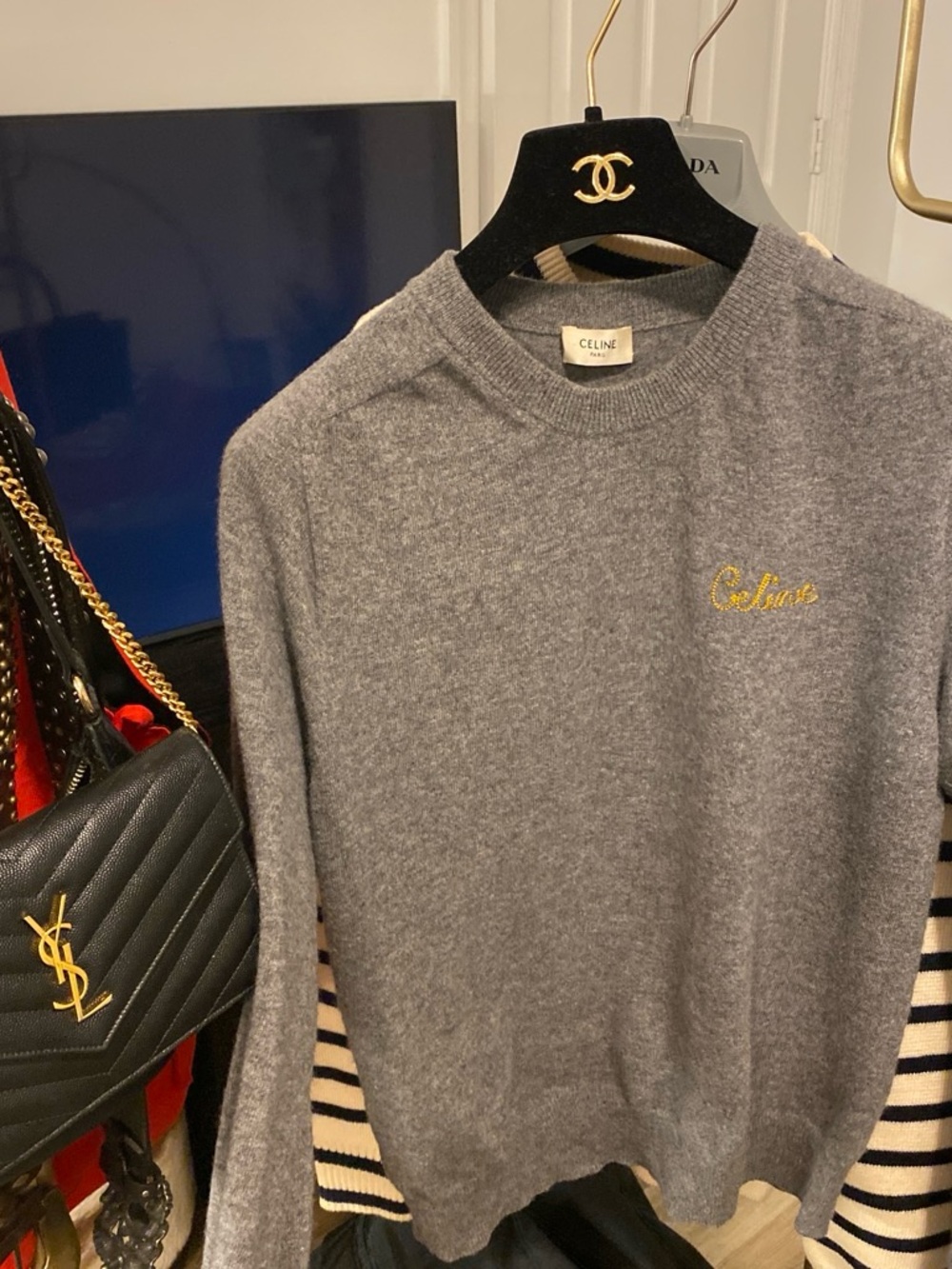 Celine Embroidered Logo Wool Sweater